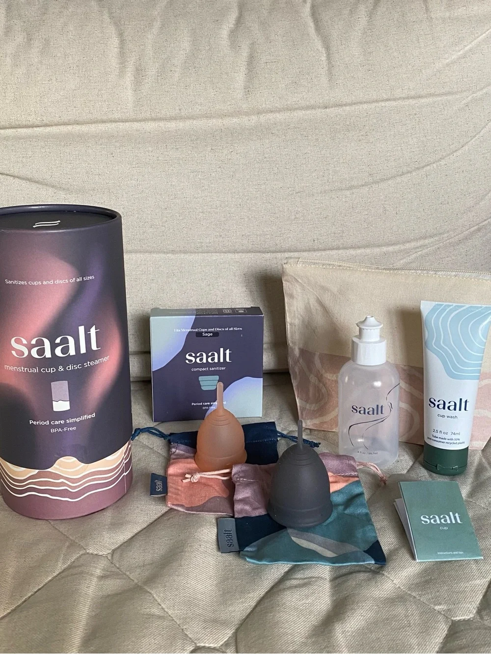 [NWT] Saalt Soft Duo Menstrual Cup Set with Steamer and Travel Kit